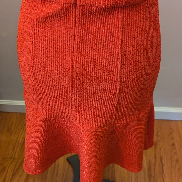 NWT ANTHROPOLOGIE  Shoshanna Annika Sz 6 A-Line Metallic Red Flame Dress Flounce - Picture 6 of 10
